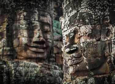 Bayon faces in Angkor. Cambodia